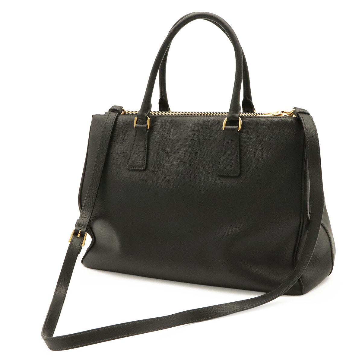 Prada Saffiano Lux 2-Way Shoulder Bag Leather Nero Black Gold — view 2