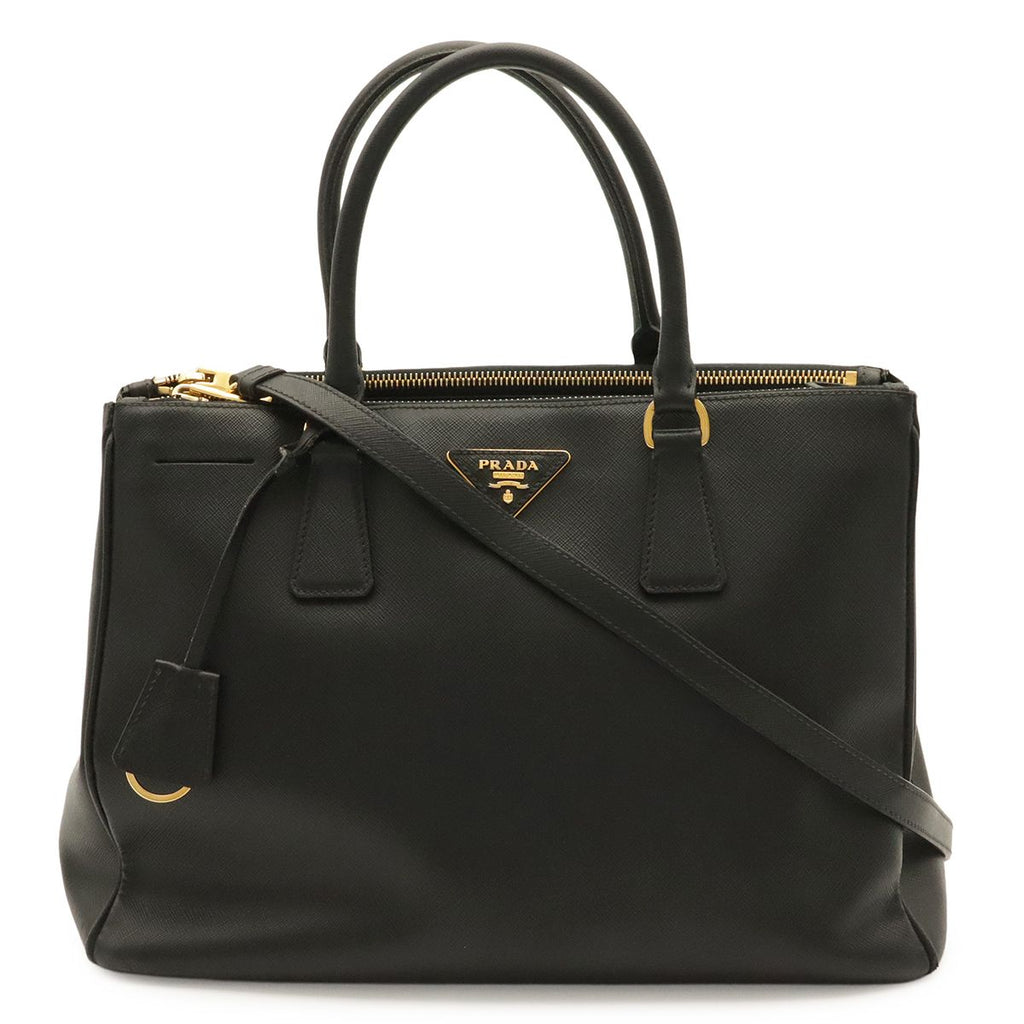 Prada Saffiano Lux 2-Way Shoulder Bag Leather Nero Black Gold