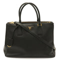 Prada Saffiano Lux 2-Way Shoulder Bag Leather Nero Black Gold