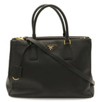 Prada Saffiano Lux 2-Way Shoulder Bag Leather Nero Black Gold