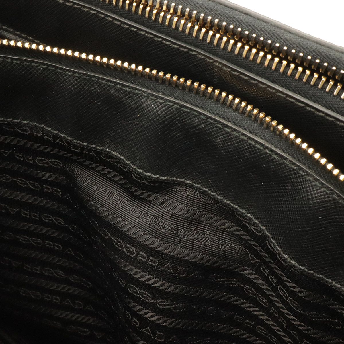 Prada Saffiano Lux 2-Way Shoulder Bag Leather Nero Black Gold — view 9