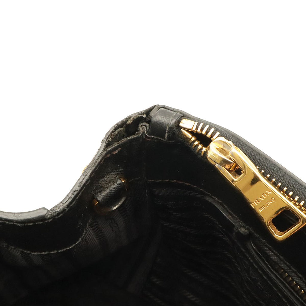 Prada Saffiano Lux 2-Way Shoulder Bag Leather Nero Black Gold — view 8