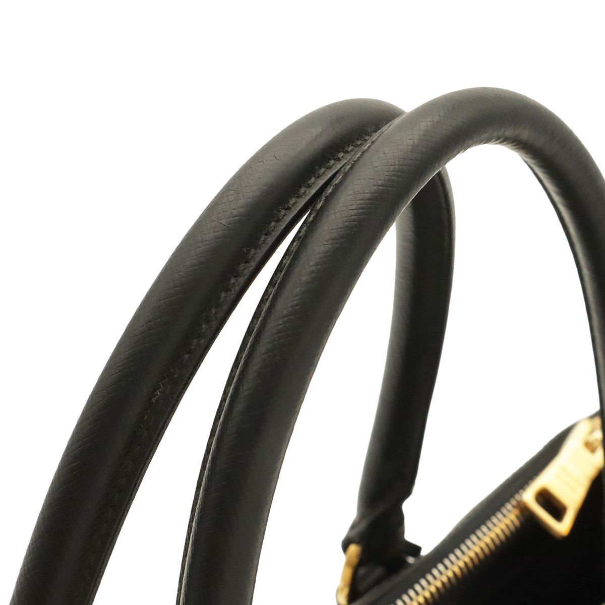 Prada Saffiano Lux 2-Way Shoulder Bag Leather Nero Black Gold — view 5