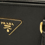 Prada Saffiano Tote 2-Way Shoulder Bag Leather Nero Black Gold — view 5