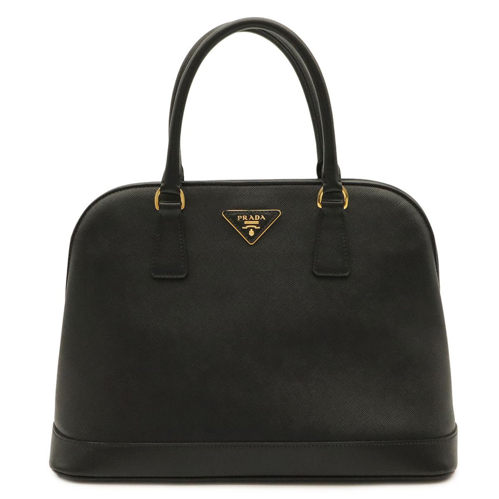 Prada Saffiano Tote 2-Way Shoulder Bag Leather Nero Black Gold