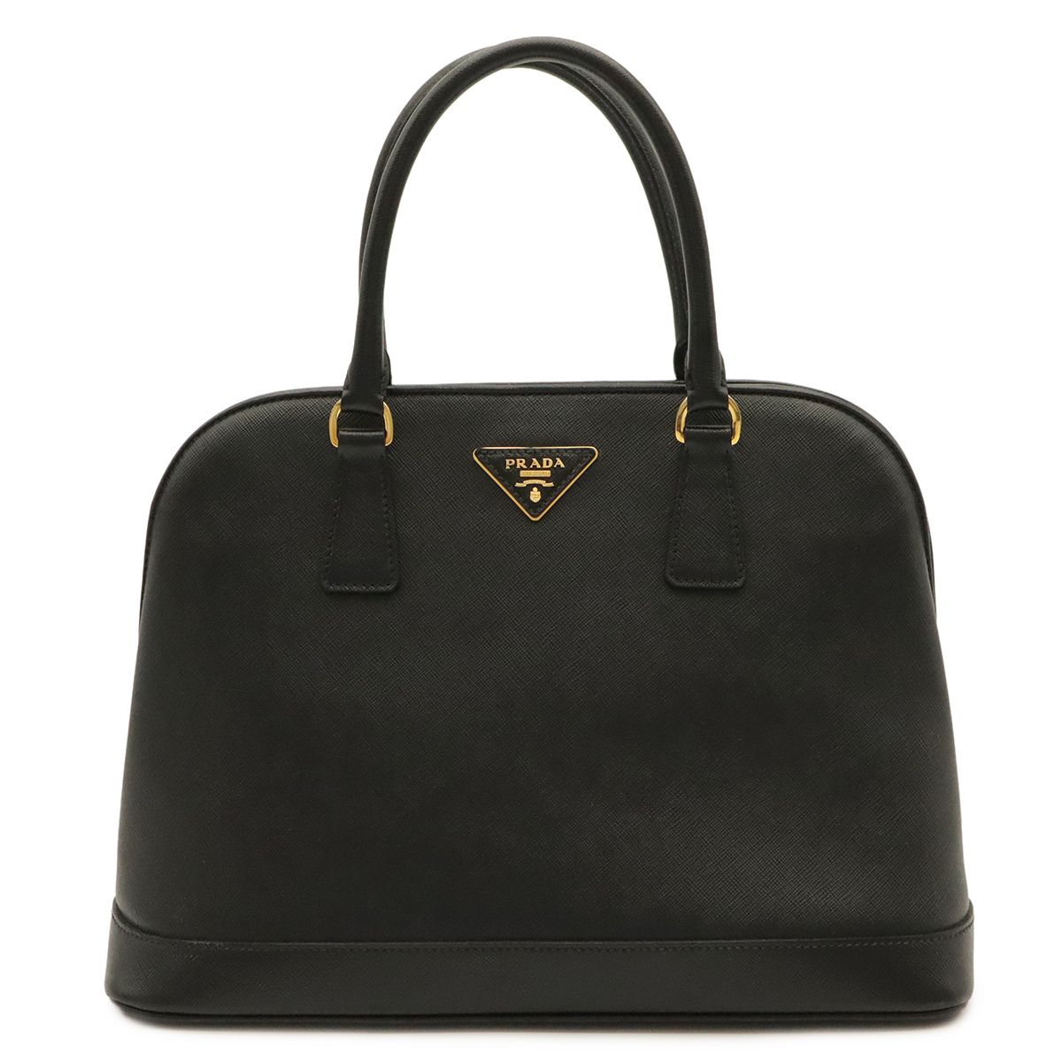 Prada Saffiano Tote 2-Way Shoulder Bag Leather Nero Black Gold