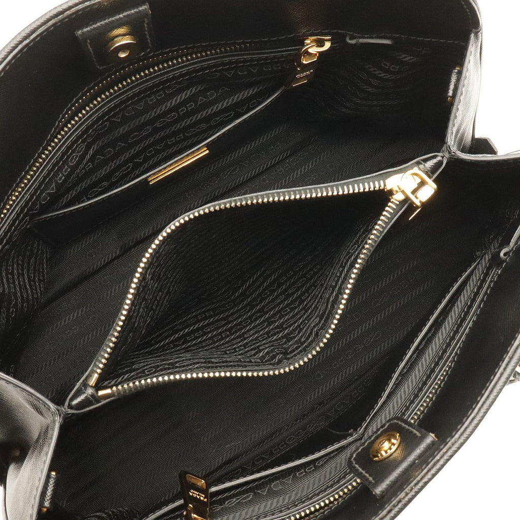 Prada Saffiano Tote 2-Way Shoulder Bag Leather Nero Black Gold — view 7