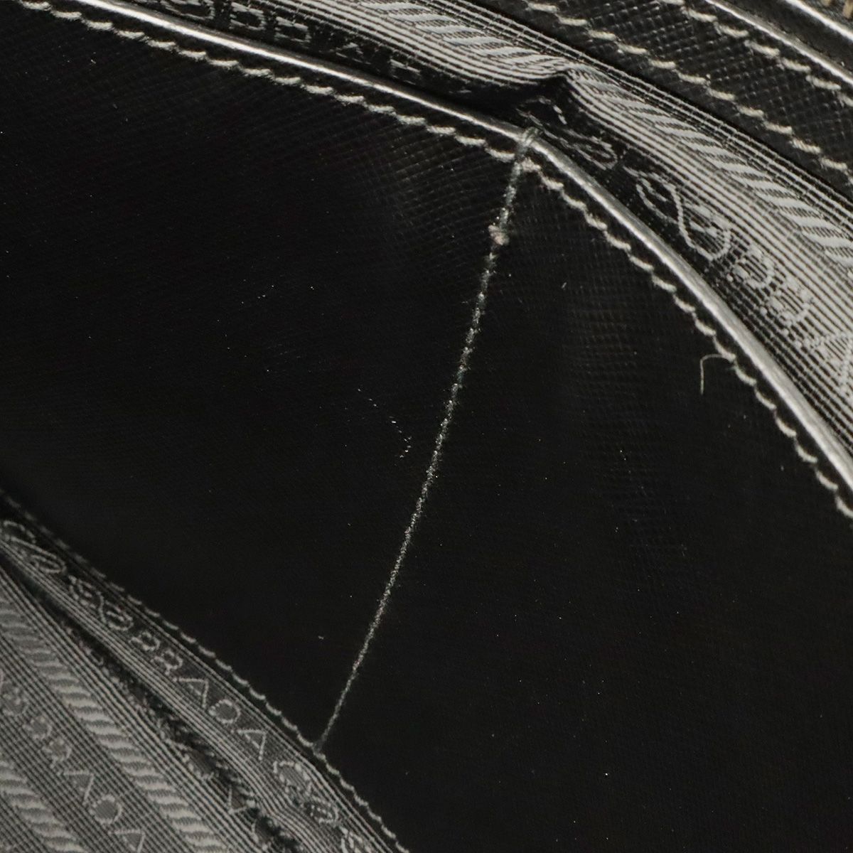 Prada Saffiano Tote 2-Way Shoulder Bag Leather Nero Black Gold — view 8