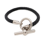 Hermes Glenan Bracelet Leather Metal Black Silver — view 3