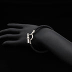 Hermes Glenan Bracelet Leather Metal Black Silver — view 5