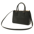 Prada Galleria Triangle Shoulder Bag Crossbody 2-Way Saffiano Leather Nero — view 2