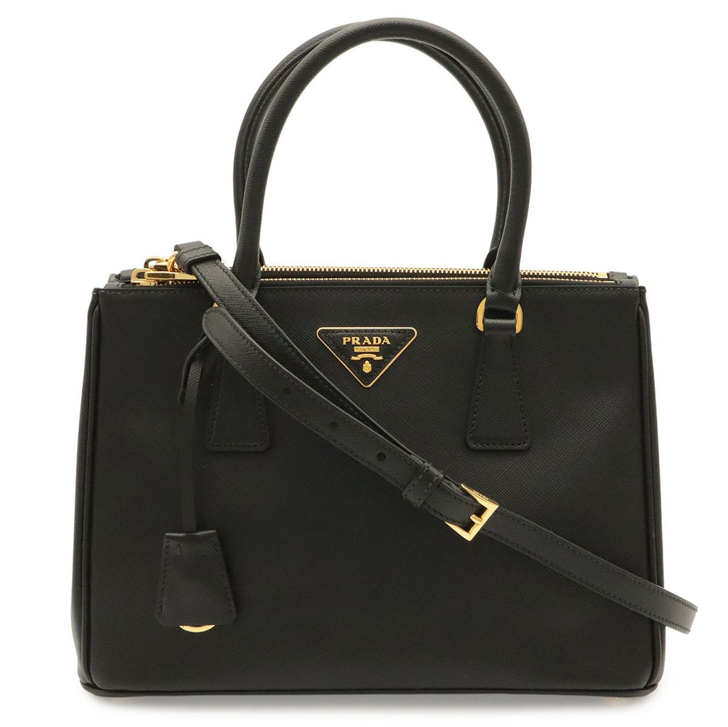 Prada Galleria Triangle Shoulder Bag Crossbody 2-Way Saffiano Leather Nero