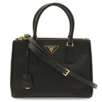 Prada Galleria Triangle Shoulder Bag Crossbody 2-Way Saffiano Leather Nero