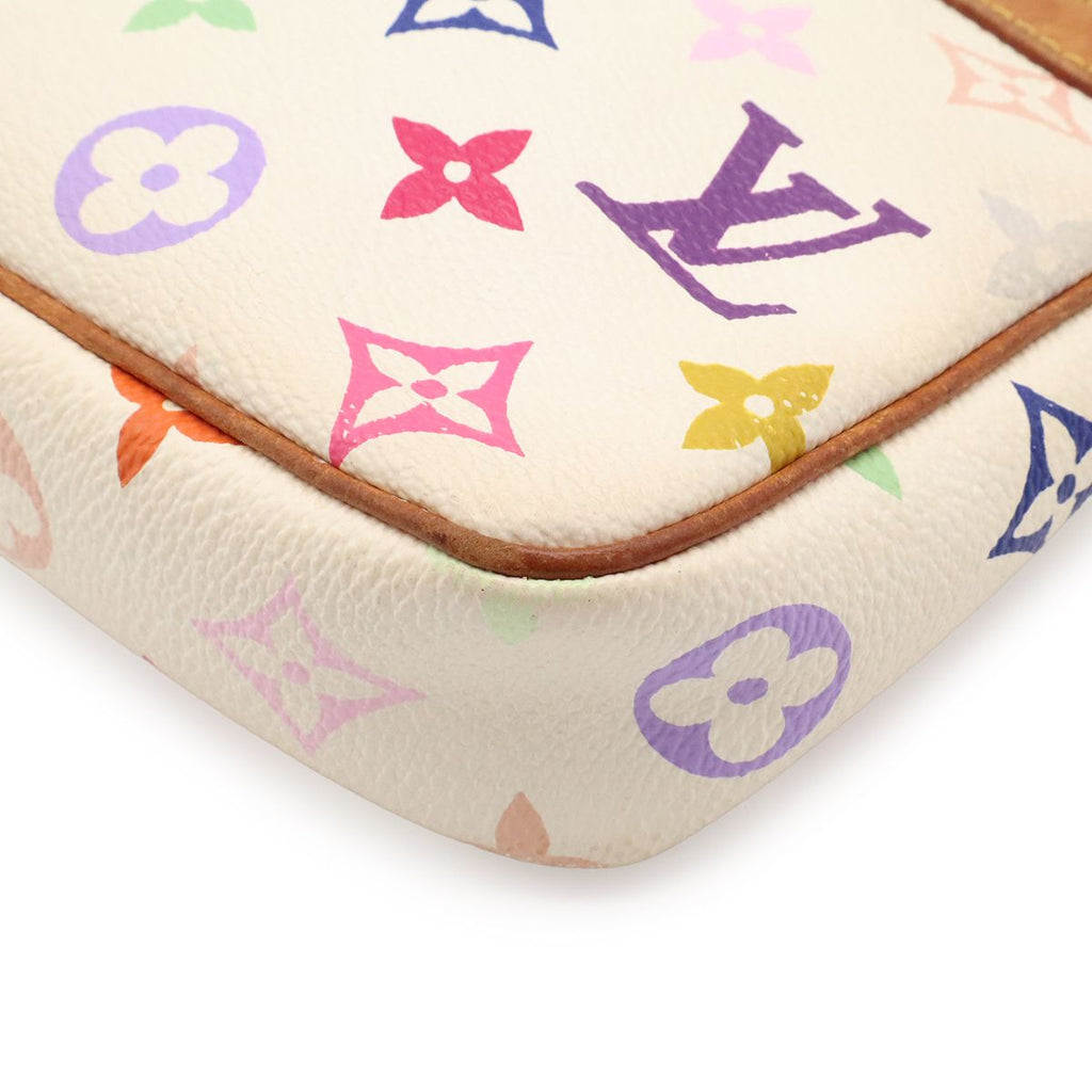 Louis Vuitton Monogram Multicolor Pochette Soir Pouch Party Blanc White — view 3