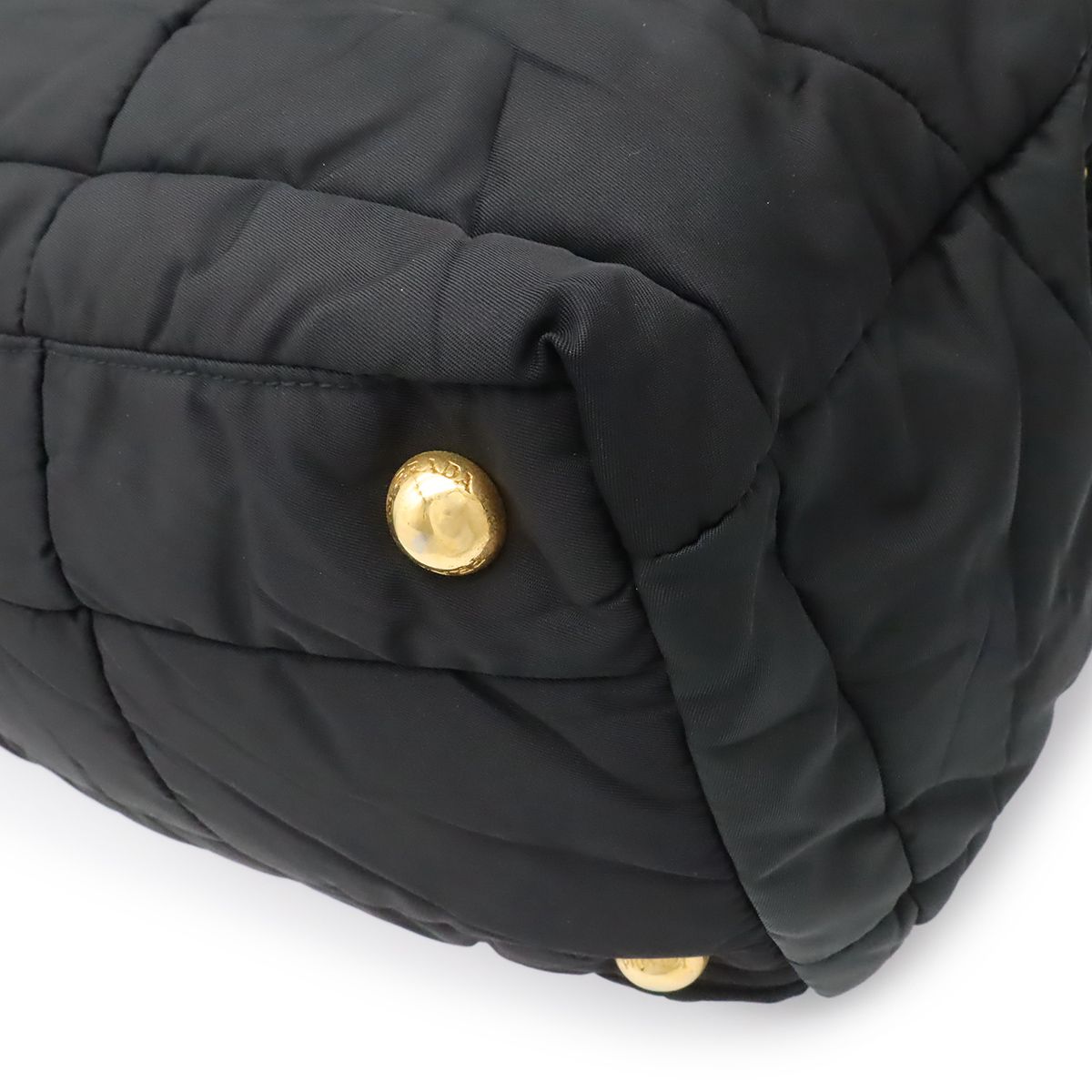 Prada Triangle Logo Tote 2-Way Shoulder Bag Crossbody Quilted Nylon Enamel Nero — view 3