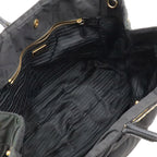 Prada Triangle Logo Tote 2-Way Shoulder Bag Crossbody Quilted Nylon Enamel Nero — view 6