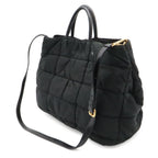 Prada Triangle Logo Tote 2-Way Shoulder Bag Crossbody Quilted Nylon Enamel Nero — view 2