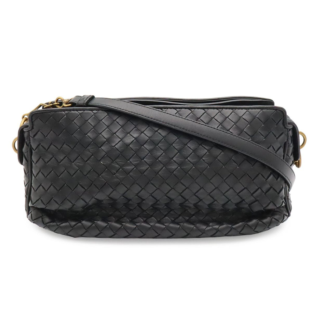 Bottega Veneta Intrecciato Shoulder Bag Pochette Crossbody Leather Black