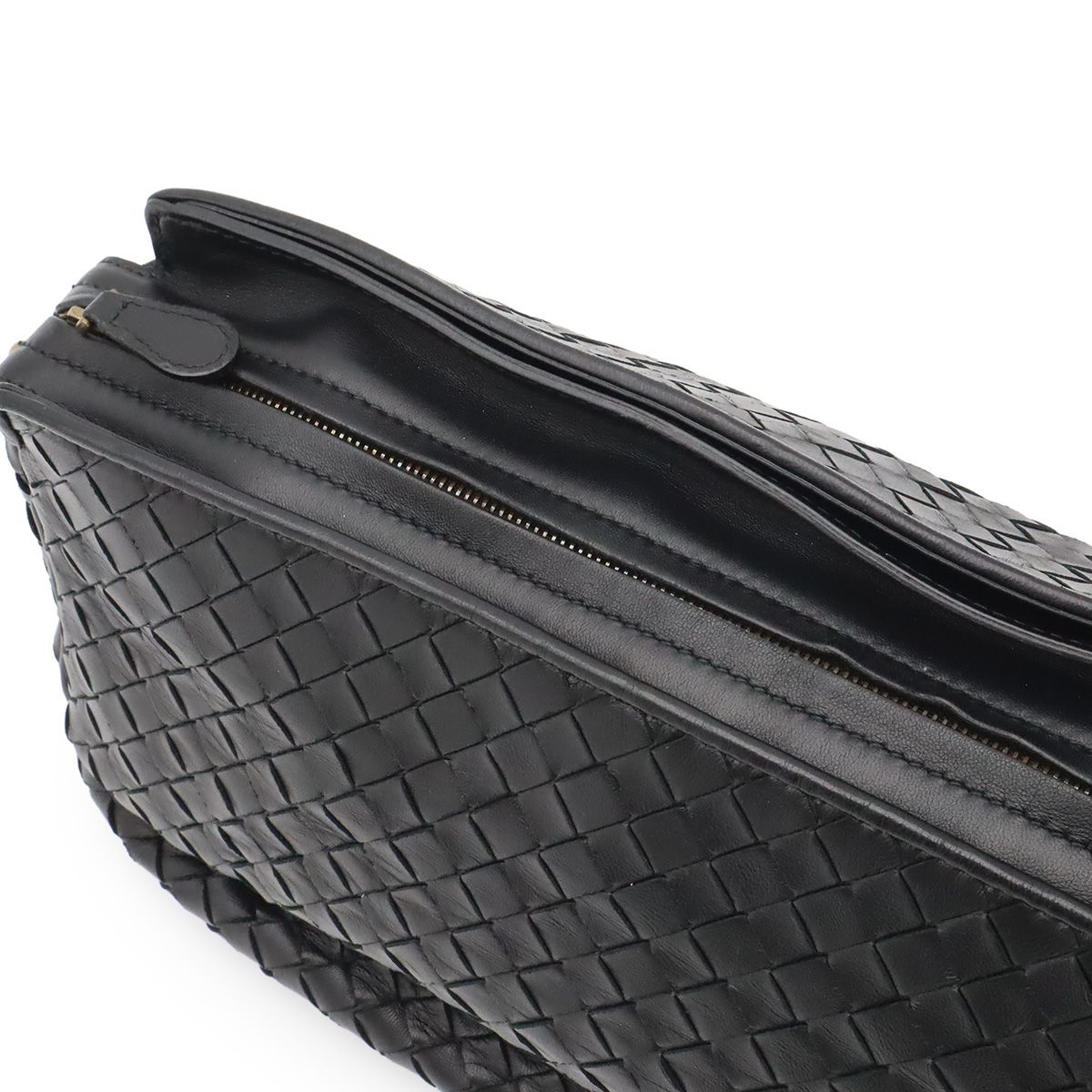 Bottega Veneta Intrecciato Shoulder Bag Pochette Crossbody Leather Black — view 6