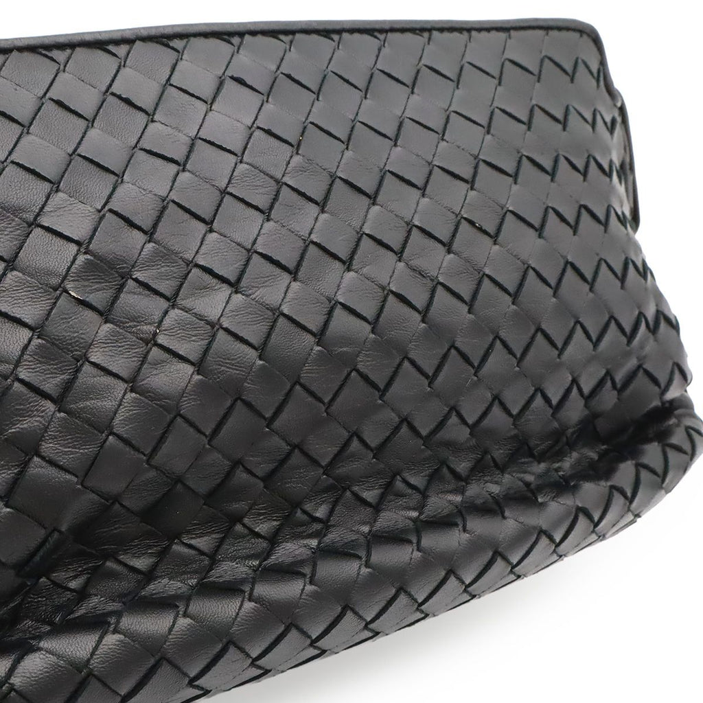 Bottega Veneta Intrecciato Shoulder Bag Pochette Crossbody Leather Black — view 8