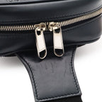 Gucci Guccissima Cross Belt Bag Crossbody Leather Navy Blue Silver — view 5