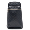 Gucci Guccissima Cross Belt Bag Crossbody Leather Navy Blue Silver