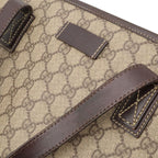 Gucci GG Supreme Plus Tote Shoulder Bag Leather Khaki Beige Dark Brown — view 9