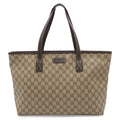 Gucci GG Supreme Plus Tote Shoulder Bag Leather Khaki Beige Dark Brown