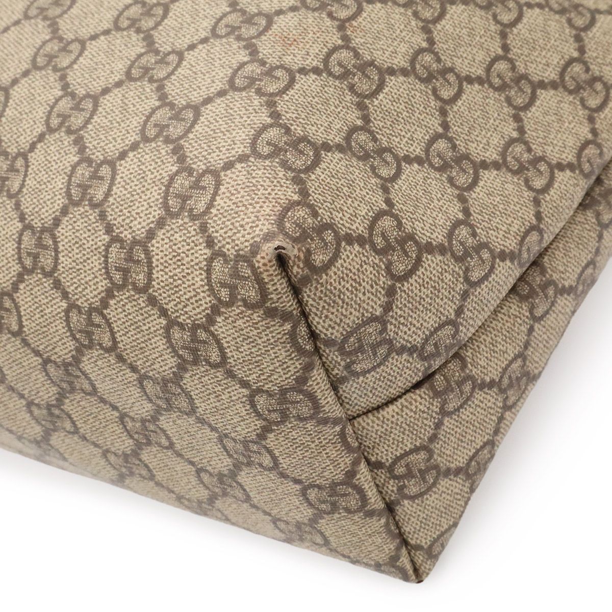 Gucci GG Supreme Plus Tote Shoulder Bag Leather Khaki Beige Dark Brown — view 3