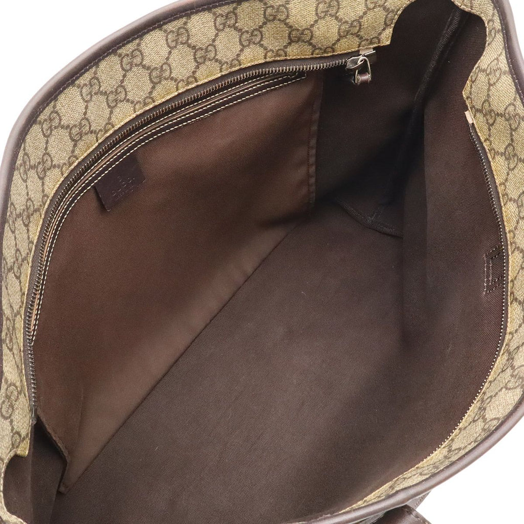 Gucci GG Supreme Plus Tote Shoulder Bag Leather Khaki Beige Dark Brown — view 6