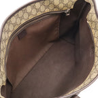 Gucci GG Supreme Plus Tote Shoulder Bag Leather Khaki Beige Dark Brown — view 6