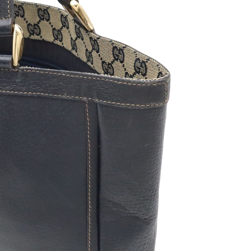 Gucci GG Canvas Abbey Line Tote Leather Navy Gold — view 6