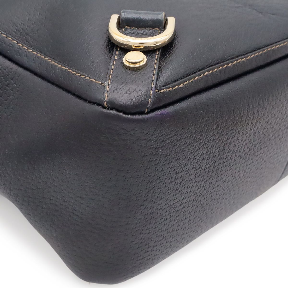 Gucci GG Canvas Abbey Line Tote Leather Navy Gold — view 3
