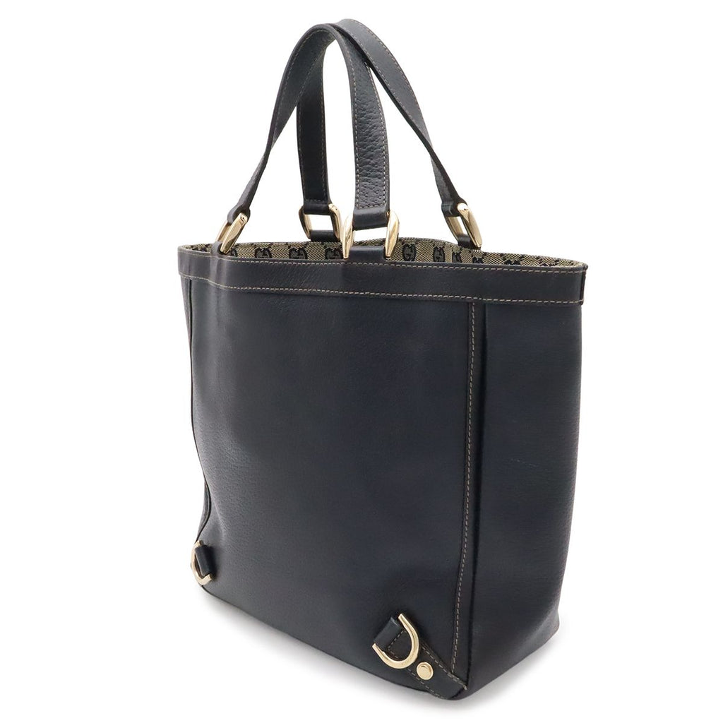 Gucci GG Canvas Abbey Line Tote Leather Navy Gold — view 2