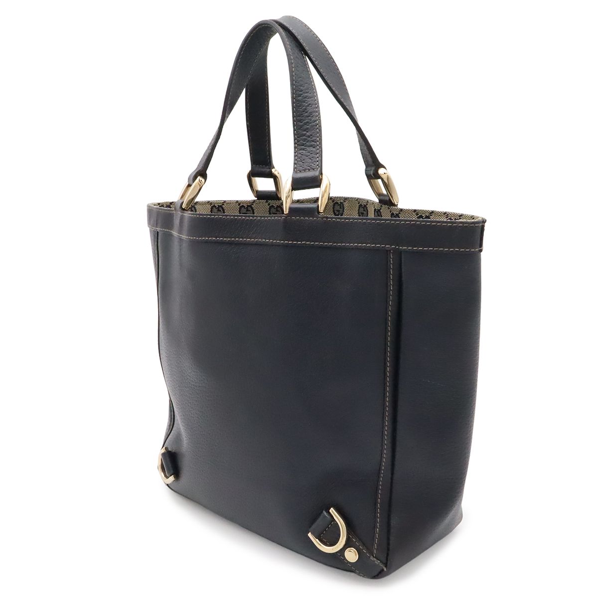 Gucci GG Canvas Abbey Line Tote Leather Navy Gold — view 2