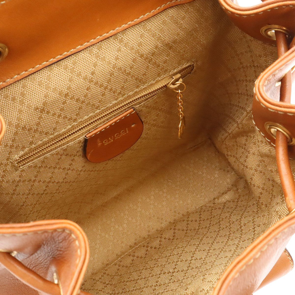 Gucci Bamboo Mini Backpack Shoulder Bag Leather Brown Gold 03 — view 7