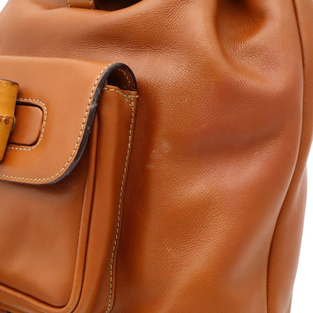 Gucci Bamboo Mini Backpack Shoulder Bag Leather Brown Gold 03 — view 9