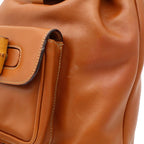 Gucci Bamboo Mini Backpack Shoulder Bag Leather Brown Gold 03 — view 9