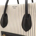 Celine Luggage Phantom Stripe Square Tote Canvas Leather White Navy — view 8