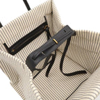 Celine Luggage Phantom Stripe Square Tote Canvas Leather White Navy — view 5