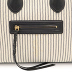 Celine Luggage Phantom Stripe Square Tote Canvas Leather White Navy — view 9