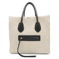 Celine Luggage Phantom Stripe Square Tote Canvas Leather White Navy