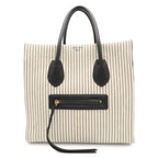 Celine Luggage Phantom Stripe Square Tote Canvas Leather White Navy