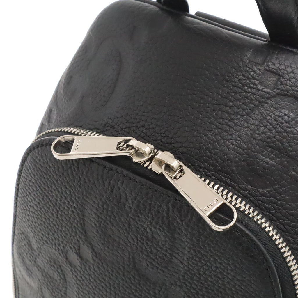 Gucci Jumbo GG Cross Belt Bag Crossbody Leather Black Silver — view 7
