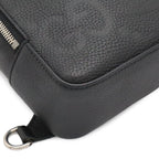 Gucci Jumbo GG Cross Belt Bag Crossbody Leather Black Silver — view 3