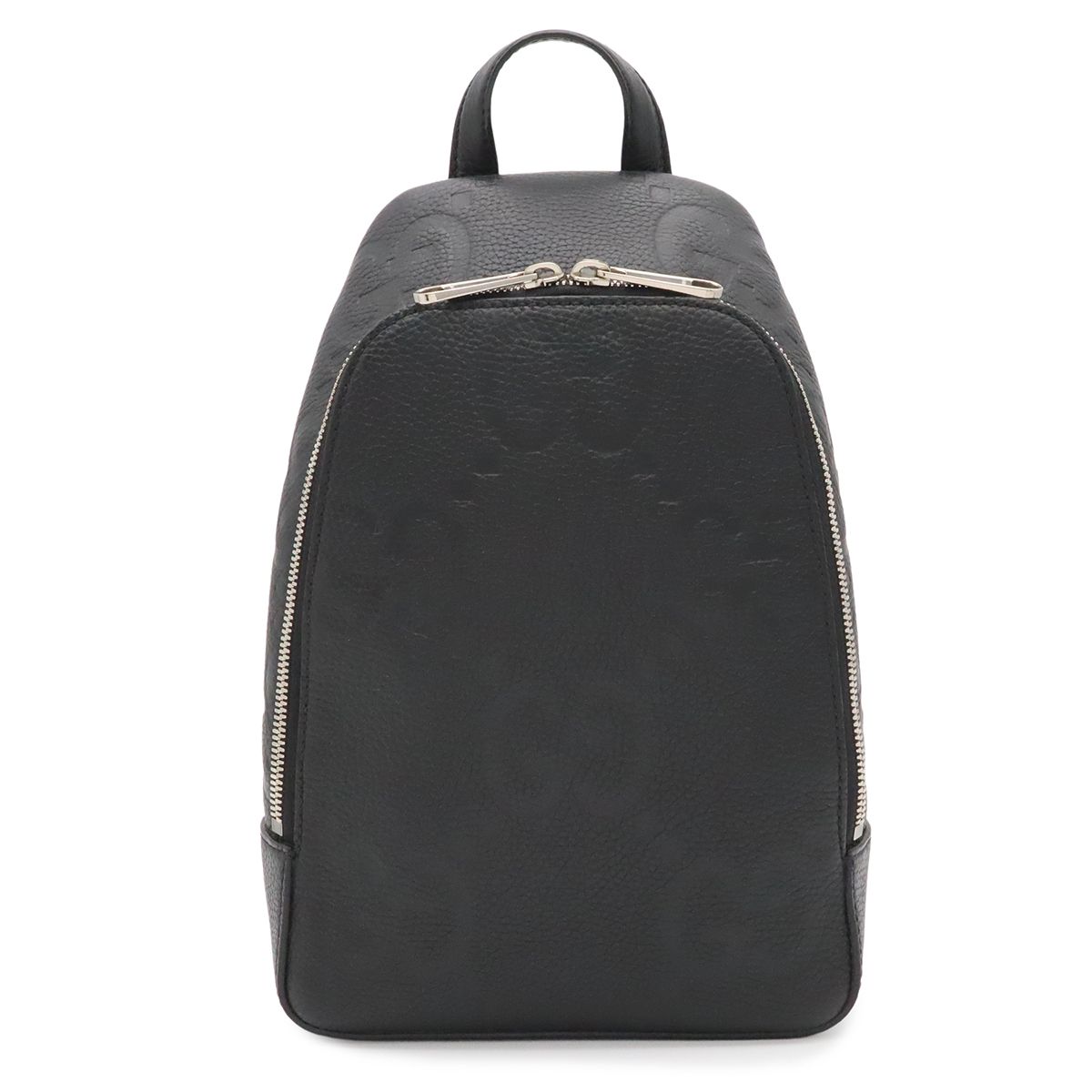 Gucci Jumbo GG Cross Belt Bag Crossbody Leather Black Silver