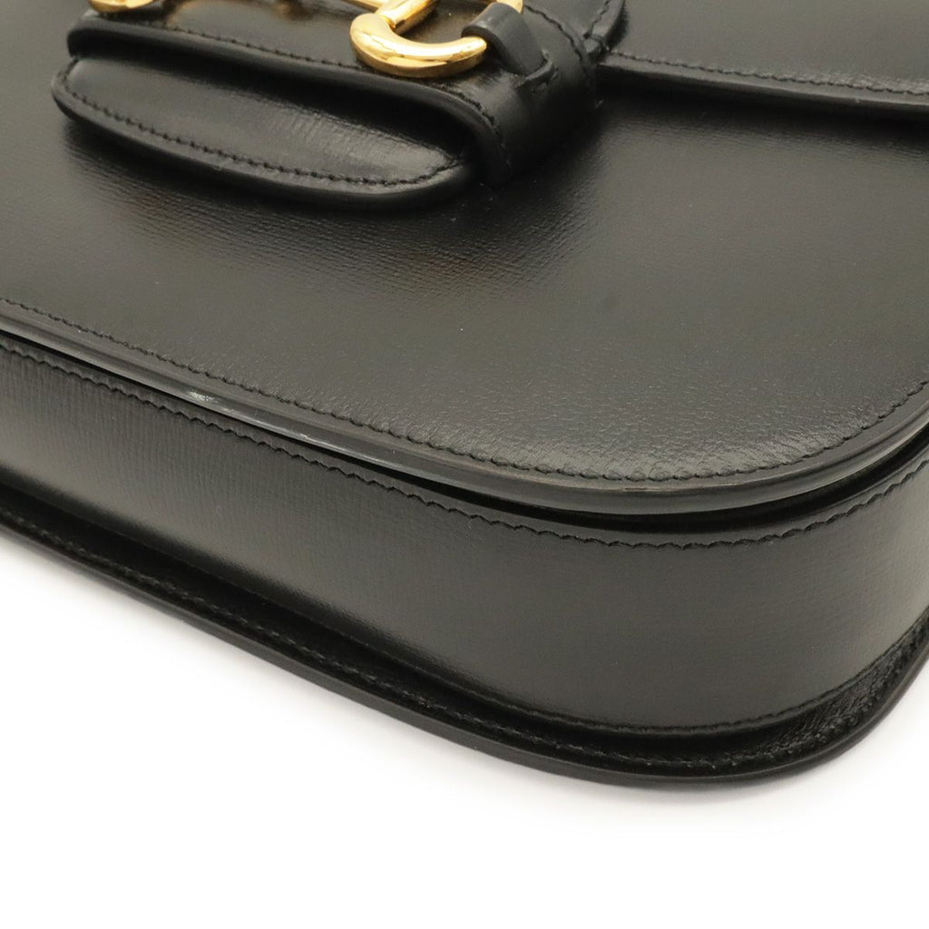 Gucci Horsebit Shoulder Bag Pochette Crossbody Leather Black Gold — view 3