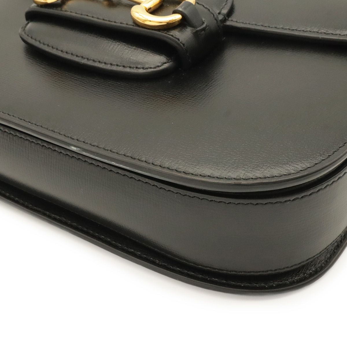 Gucci Horsebit Shoulder Bag Pochette Crossbody Leather Black Gold — view 3