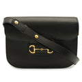 Gucci Horsebit Shoulder Bag Pochette Crossbody Leather Black Gold