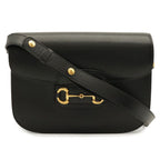 Gucci Horsebit Shoulder Bag Pochette Crossbody Leather Black Gold